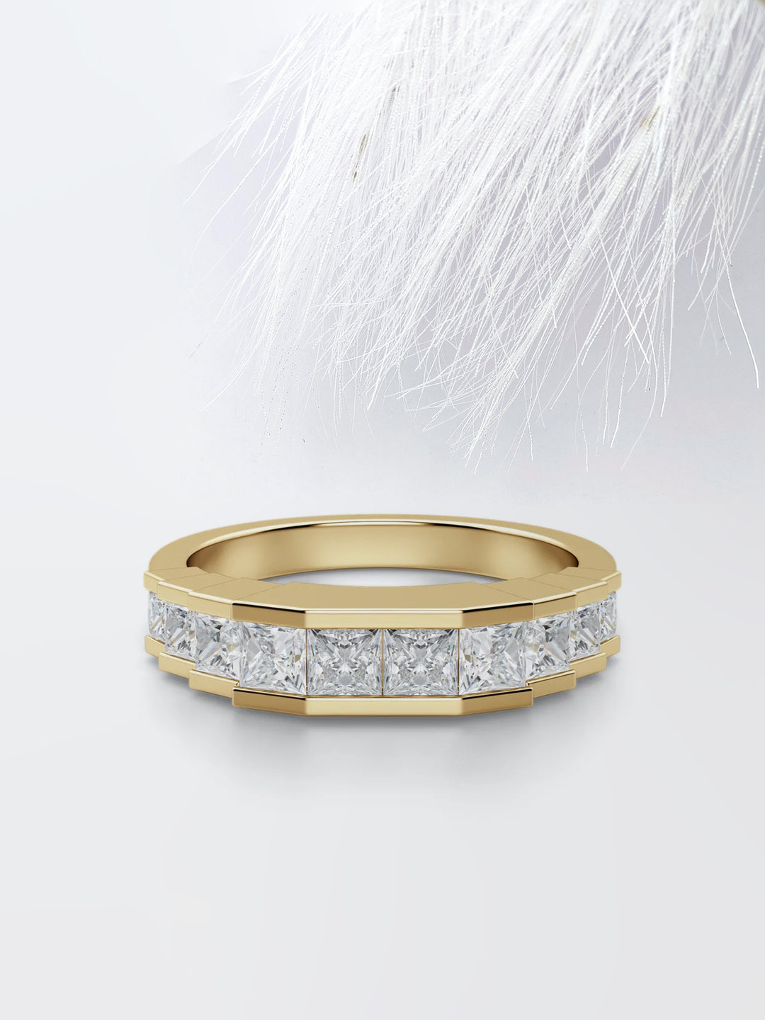 Princess Cut Channel Diamond Wedding Band For Her