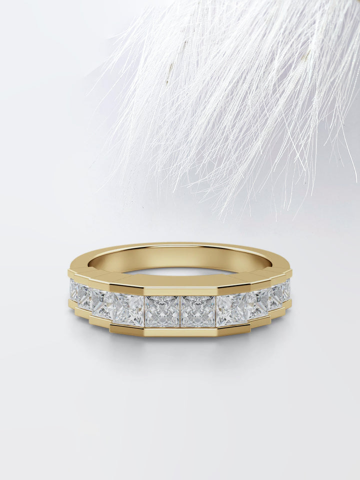 Princess Cut Channel Diamond Wedding Band For Her