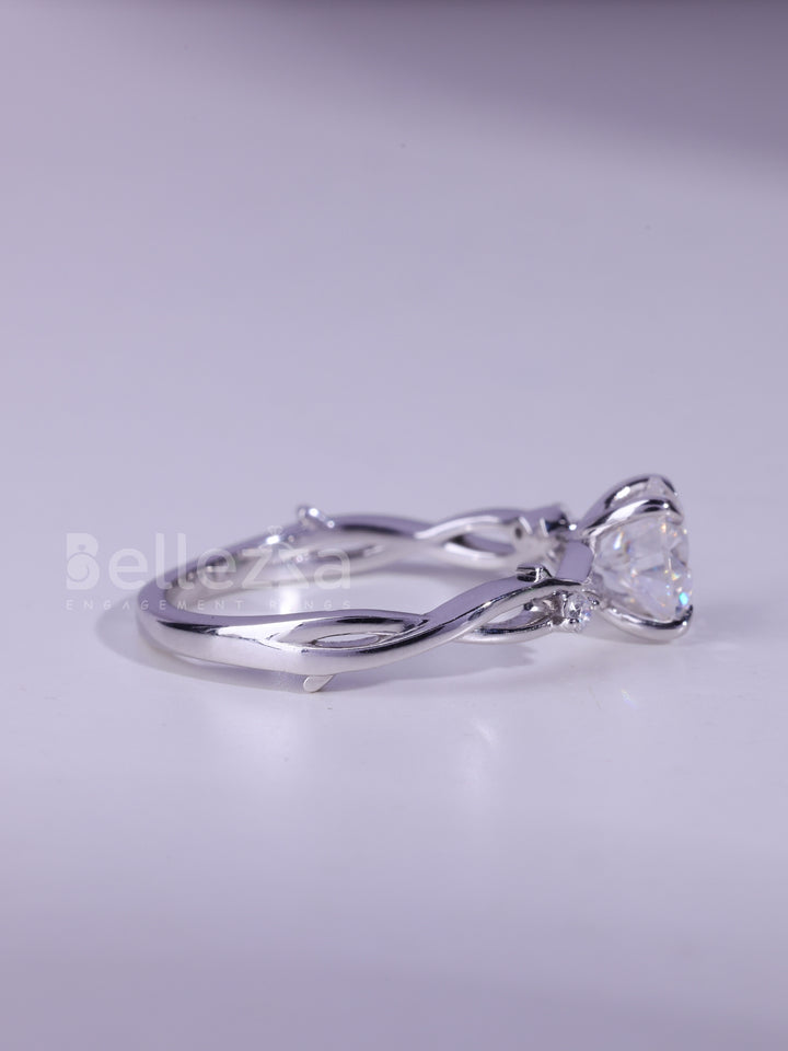 1.0CT Round Cut Diamond Nature Inspired Moissanite Engagement Ring