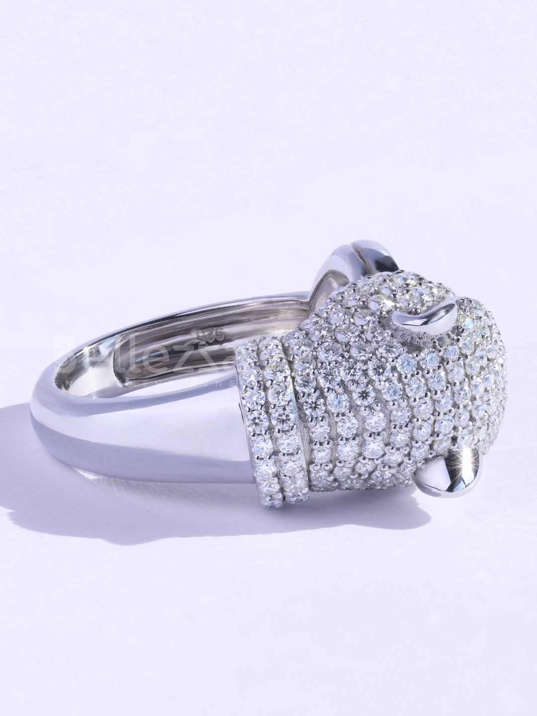 Round Cut Cluster Diamond Lion Face Moissanite Men's Ring