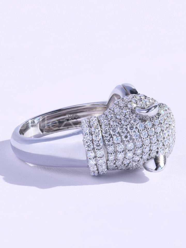 Round Cut Cluster Diamond Lion Face Moissanite Men's Ring