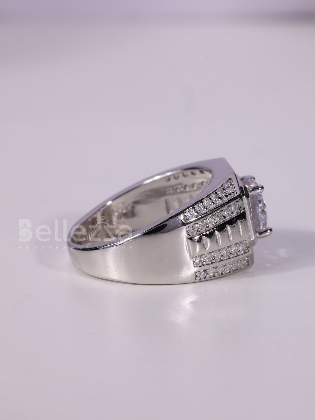 1.0CT Round Cut Halo Diamond Moissanite Men's Wedding Ring