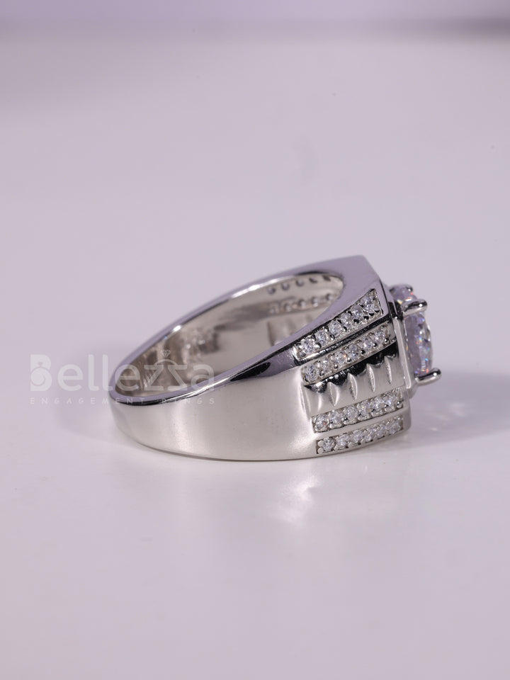 1.0CT Round Cut Halo Diamond Moissanite Men's Wedding Ring