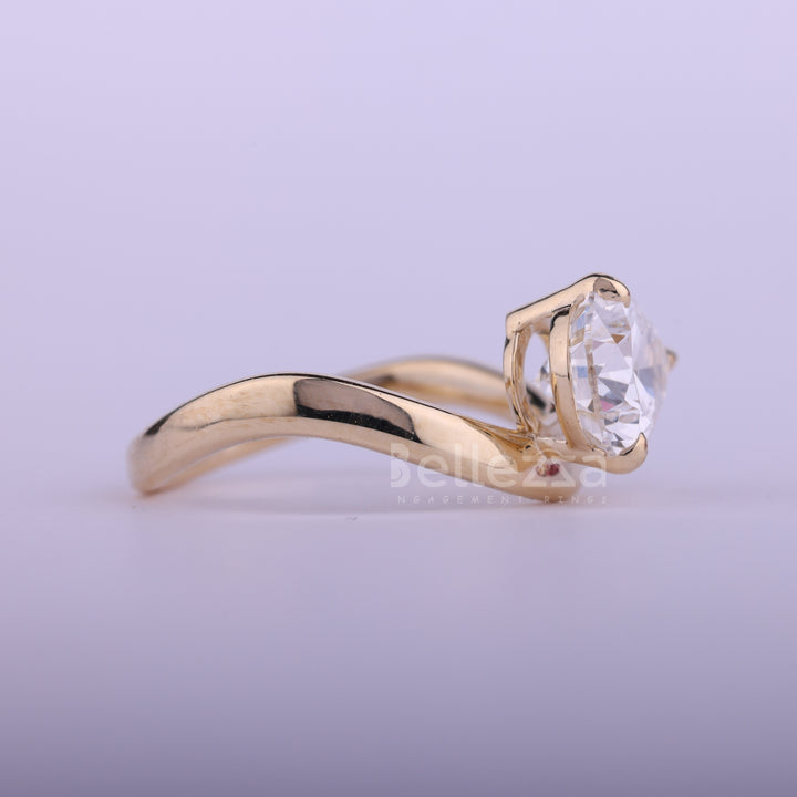 1.50CT East-West Pear Cut Curved Solitaire Engagement Ring