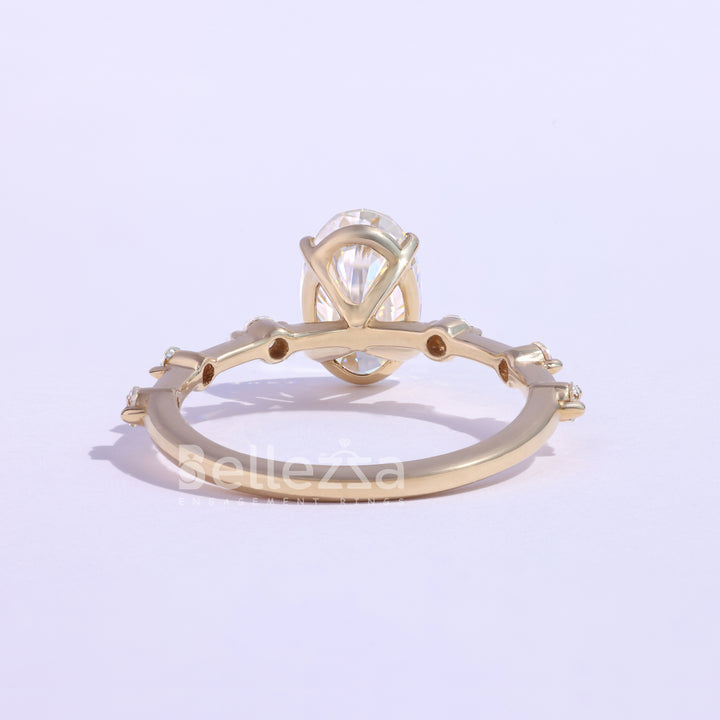 1.50CT Oval Cut Petite Pave Moissanite Engagement Ring - Ready To Ship