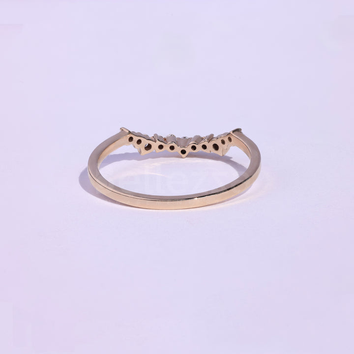 Round Brilliant Diamond Curved Wedding Band - Ready to Ship