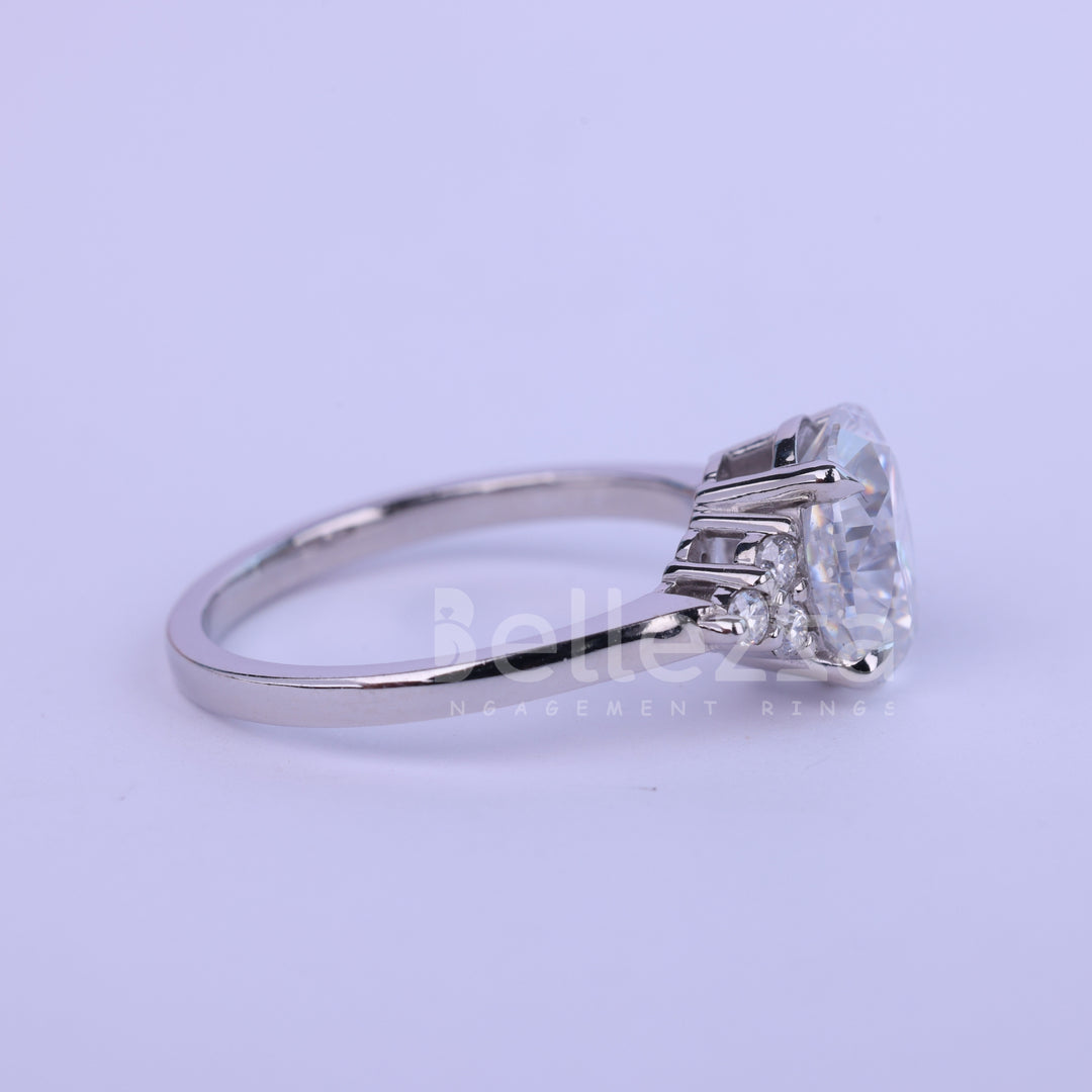 1.0CT Oval Cut Cluster Diamond Moissanite Engagement Ring