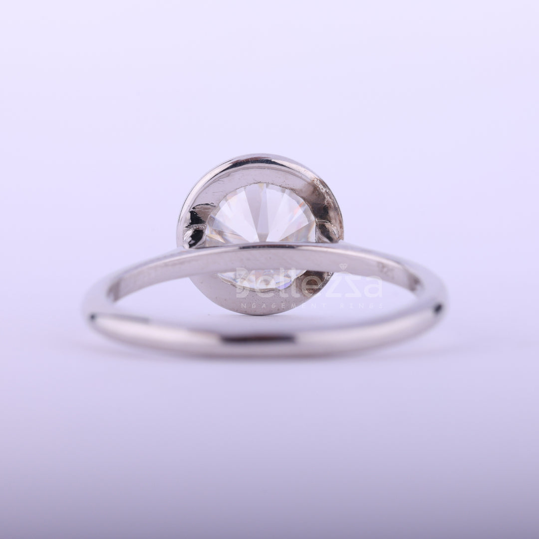 1.50CT Round Cut Bezel Setting Moissanite Engagement Ring
