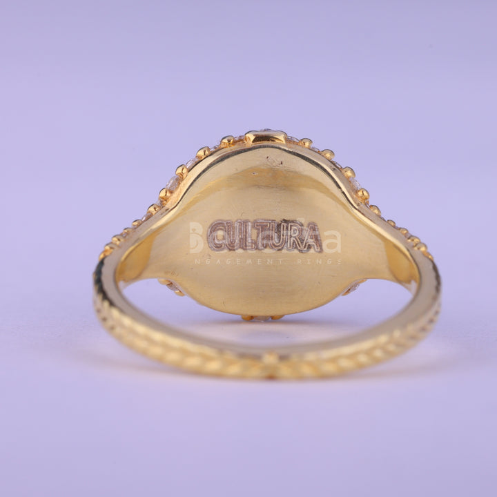 Round Cut Cluster Diamond Dome Style Moissanite Ring