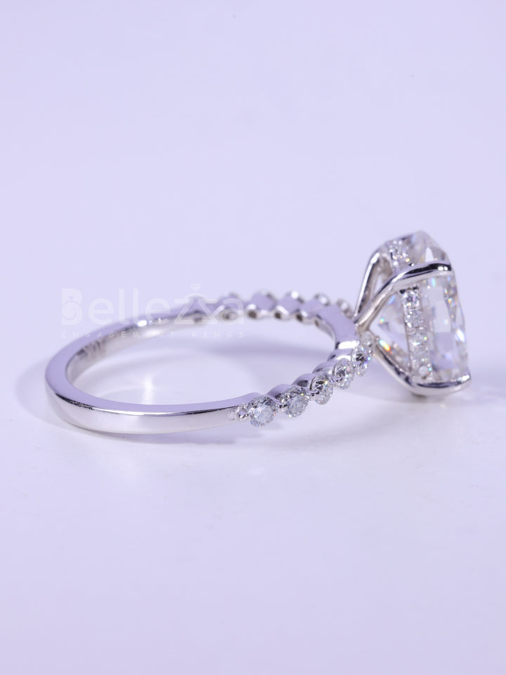 2.0CT-3.0CT Oval Cut Pave Setting Moissanite Engagement Ring