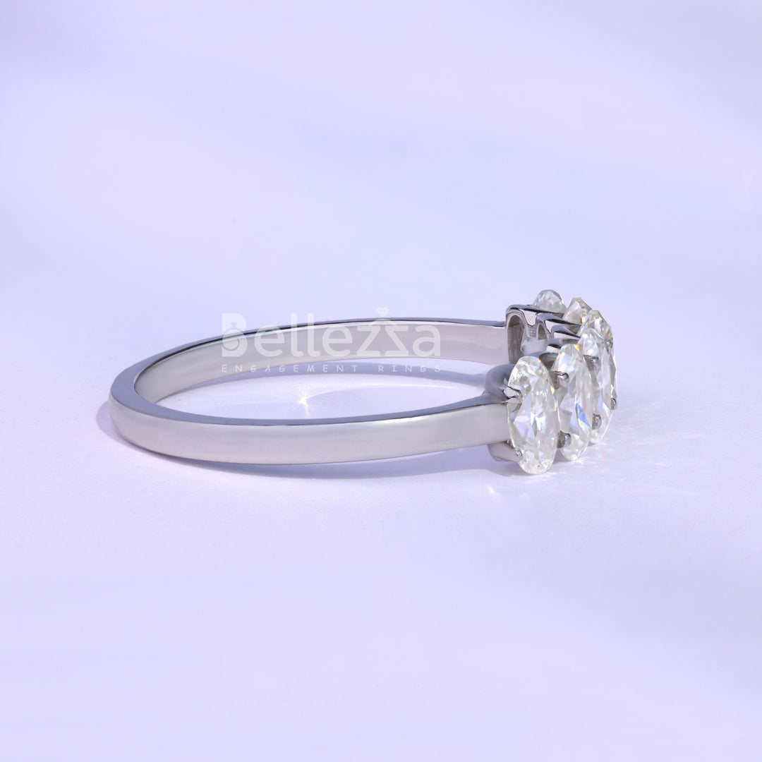 1.20TCW Oval Cut Six Diamond Moissanite Wedding Band - Ready To Ship