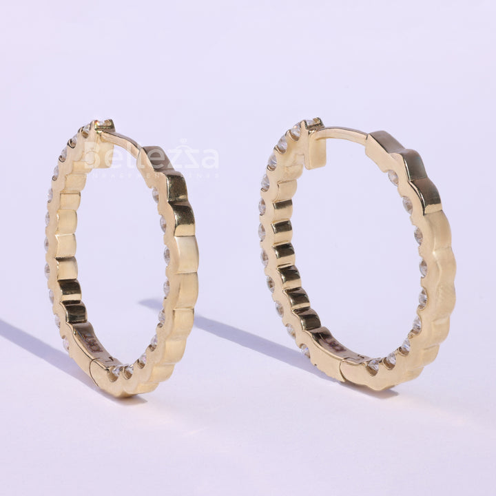 2.40TCW Round Diamond Moissanite Hoop Earrings - Ready To Ship