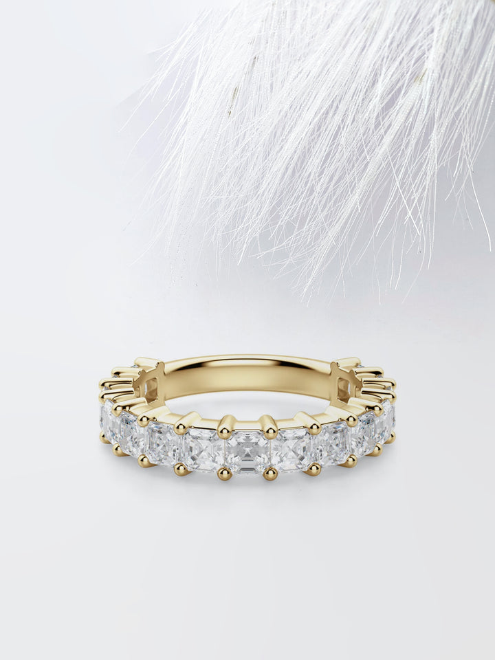 Asscher Cut Semi Eternity (3\4) Diamond Wedding Band For Her