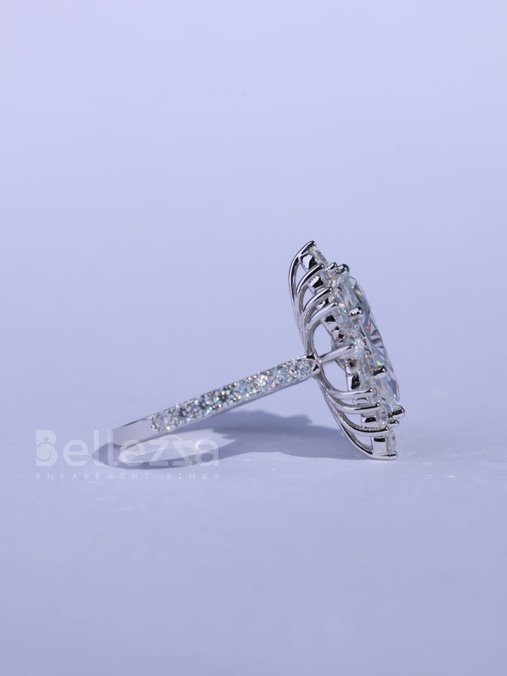 1.50CT Marquise Cut Cluster Diamond Moissanite Engagement Ring