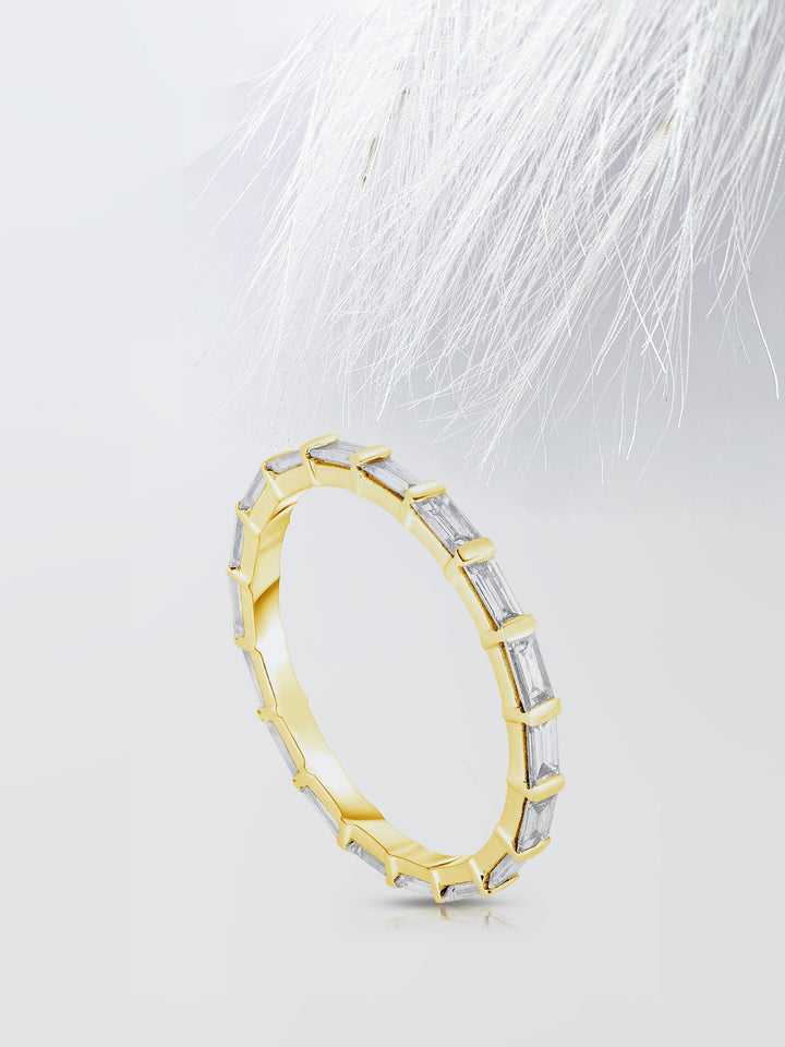 Baguette Cut Bar Eternity Diamond Wedding Band For Women