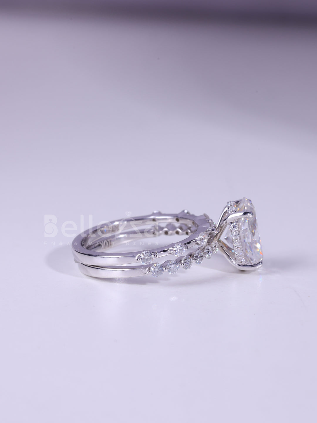 1.50CT Oval Cut Pave Setting Moissanite Bridal Ring Set