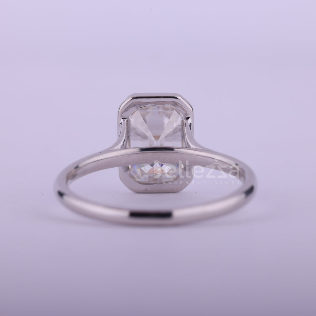 1.50CT Emerald Cut Bezel Setting Moissanite Engagement Ring