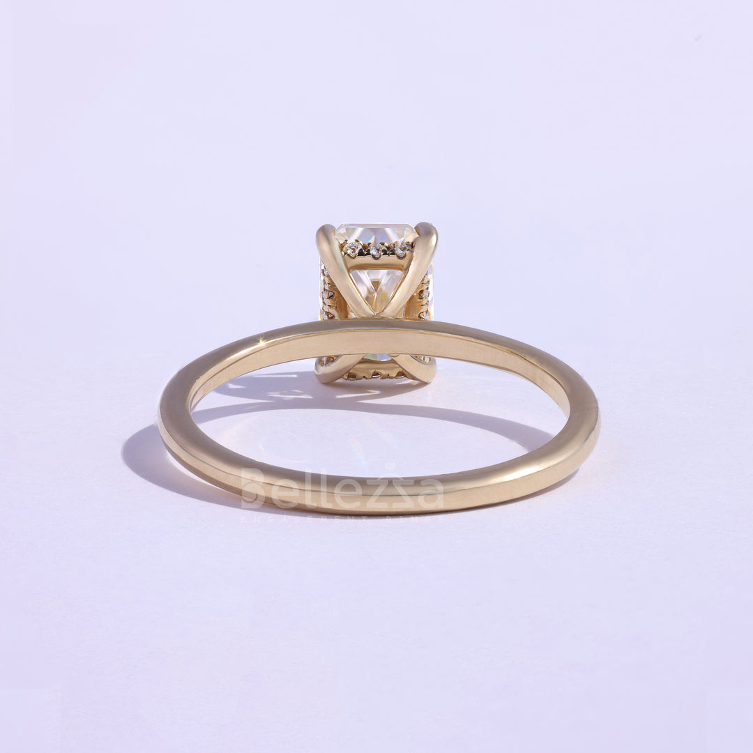 1.50CT Radiant Cut Moissanite Hidden Halo Engagement Ring - Ready to Ship