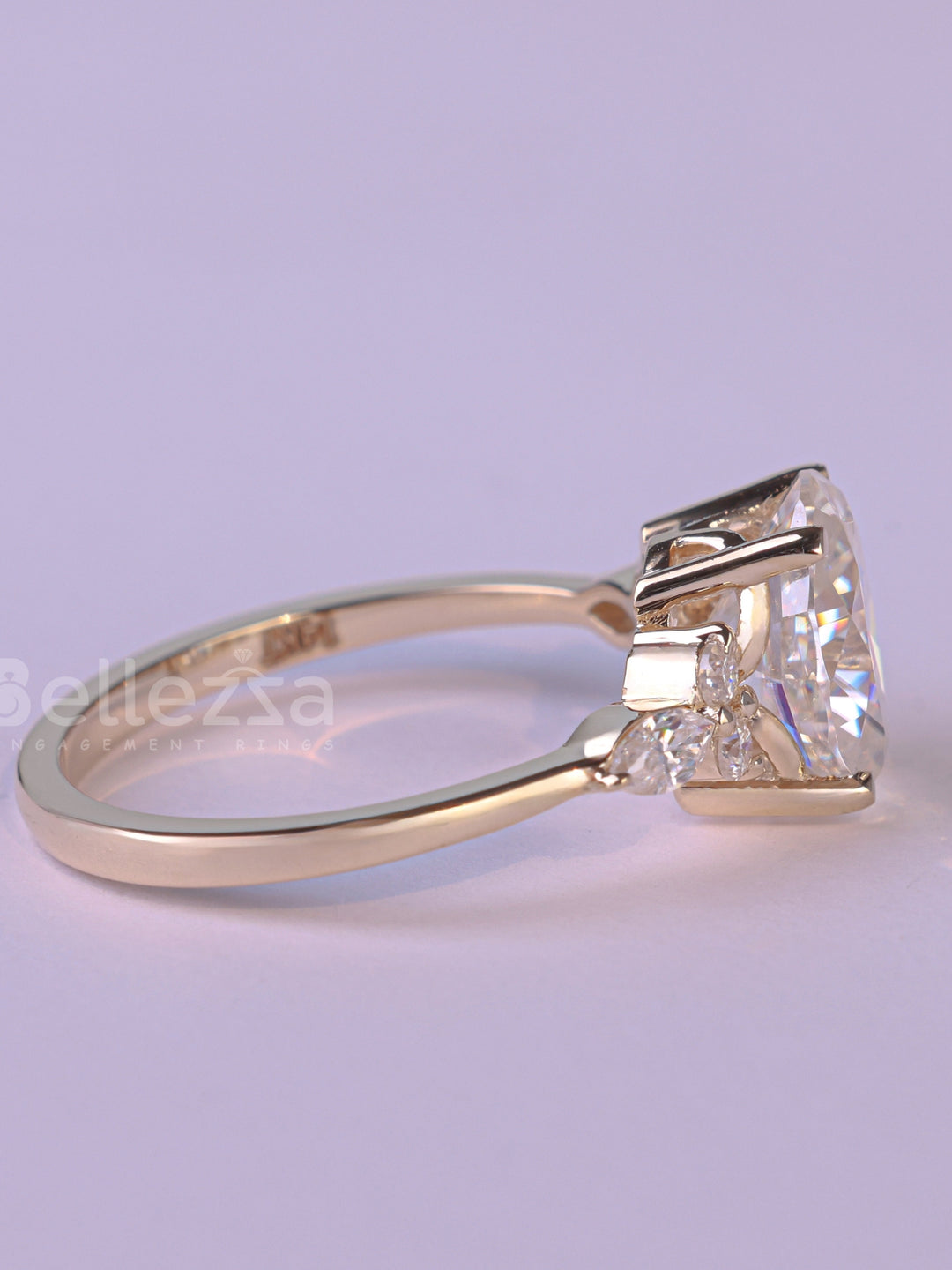 2.0CT Oval Cut Cluster Diamond Moissanite Engagement Ring