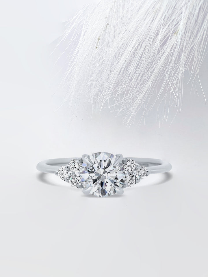 1.0CT Round Cut Cluster Moissanite Diamond Engagement Ring Anniversary Gift