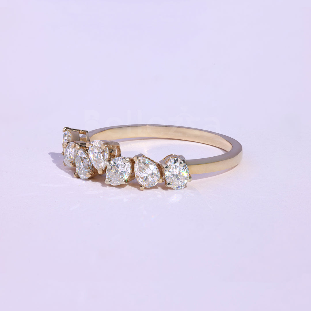 0.90 TCW Pear & Oval Cut Wedding Band - Ready to Ship