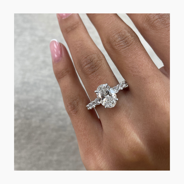 1.50-3.50 CT Oval Pave Setting Diamond Engagement Ring