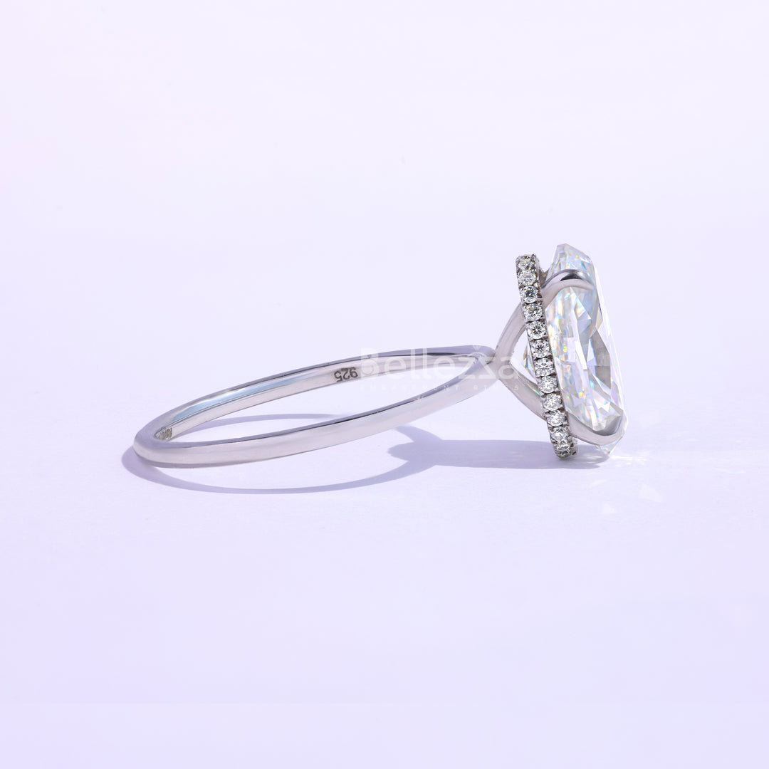 3.25CT Oval Cut Hidden Halo Engagemetn Ring - Ready To Ship