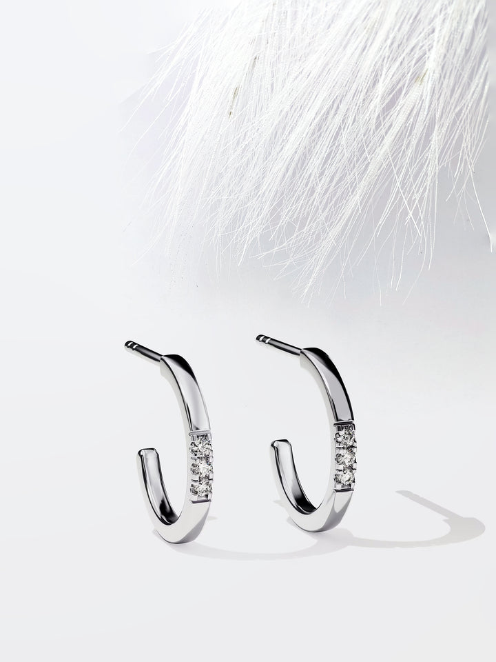 Round Cut Pave Moissanite Huggies Diamond Earrings For Women