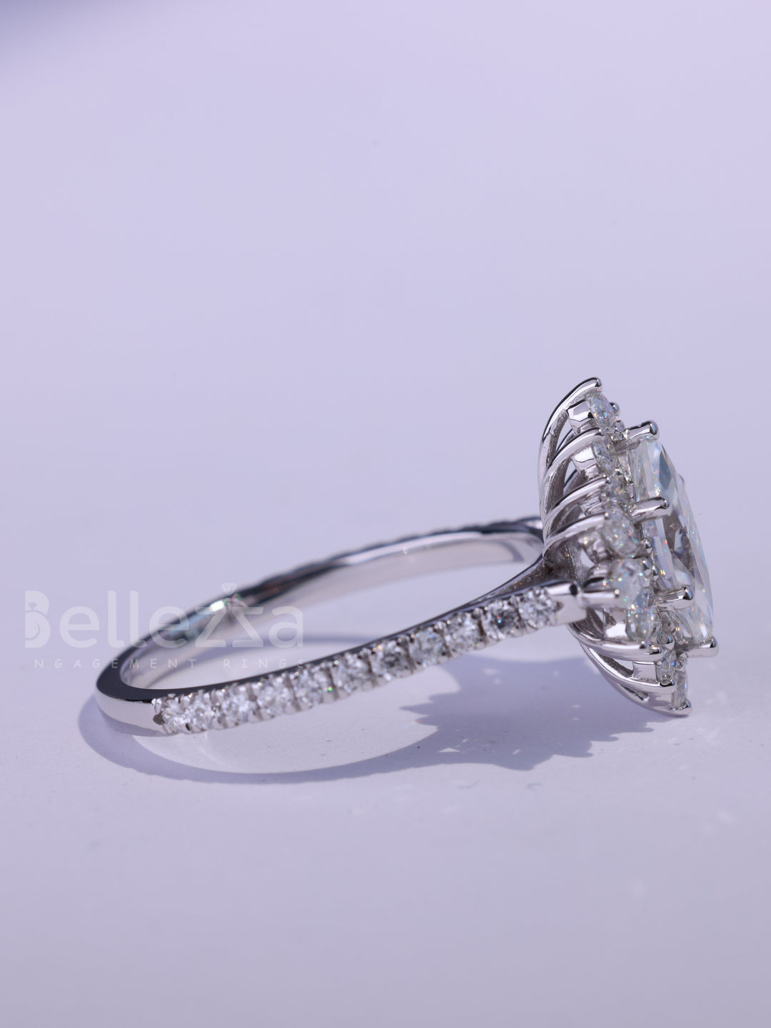 1.0CT-2.0CT Marquise cut Cluster Diamond Moissanite Engagement Ring