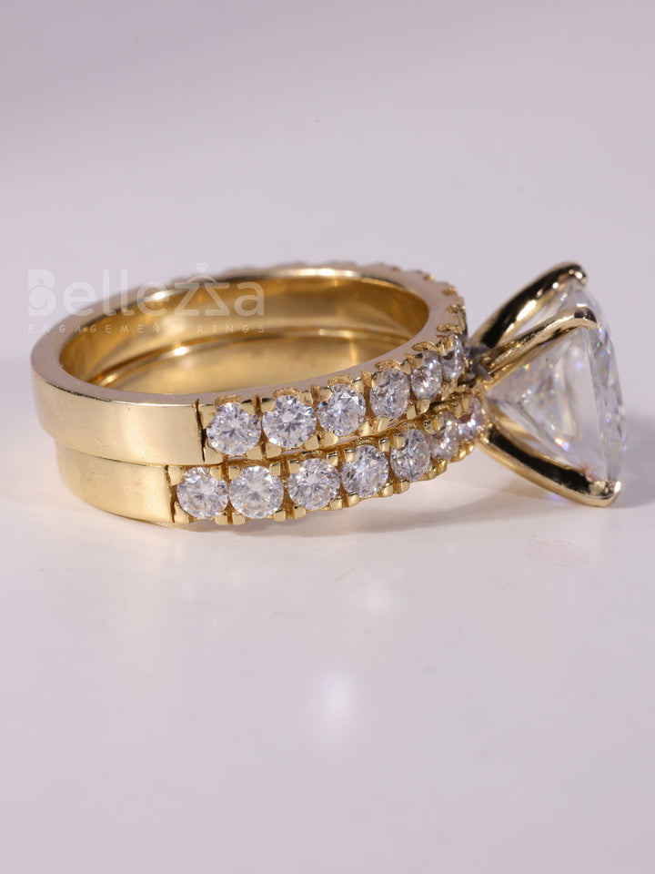 1.0CT Princess Cut Diamond Pave Set Moissanite Bridal Ring Set