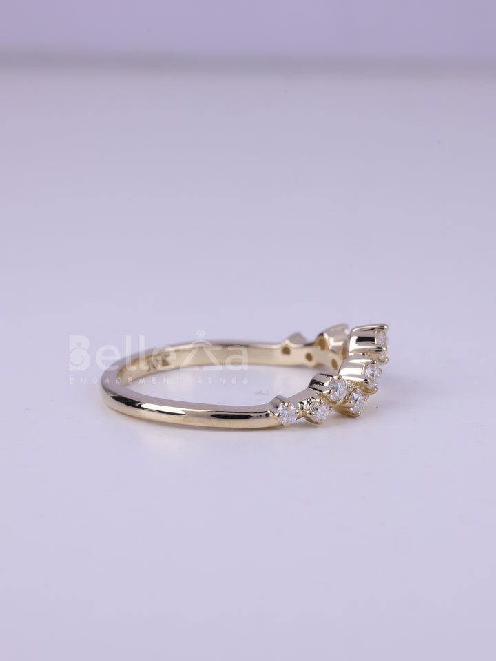 Round Cut Cluster Moissanite Wedding Band For Her