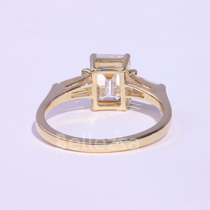 1.75CT Emerald Cut Three Stone Moissanite Engagement Ring - Ready To Ship