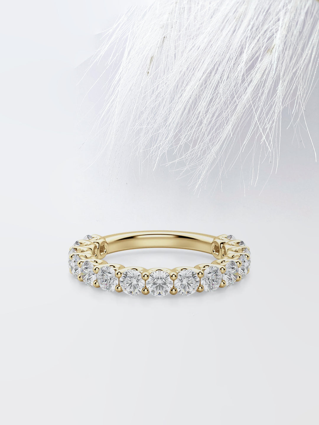 Round Cut Semi Eternity (3\4) Diamond Wedding Band For Women