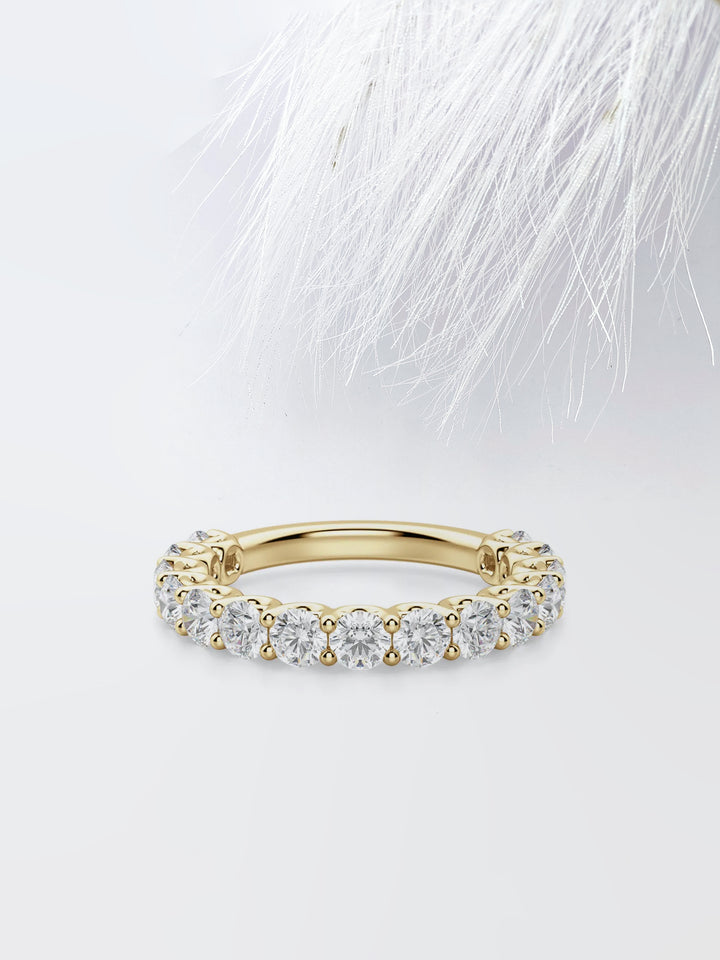 Round Cut Semi Eternity (3\4) Diamond Wedding Band For Women