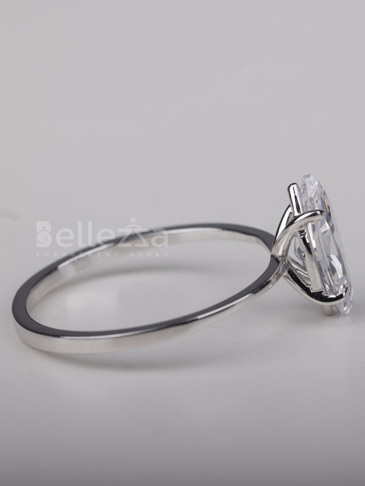 1.0CT Marquise Cut Solitaire Moissanite Engagement Ring