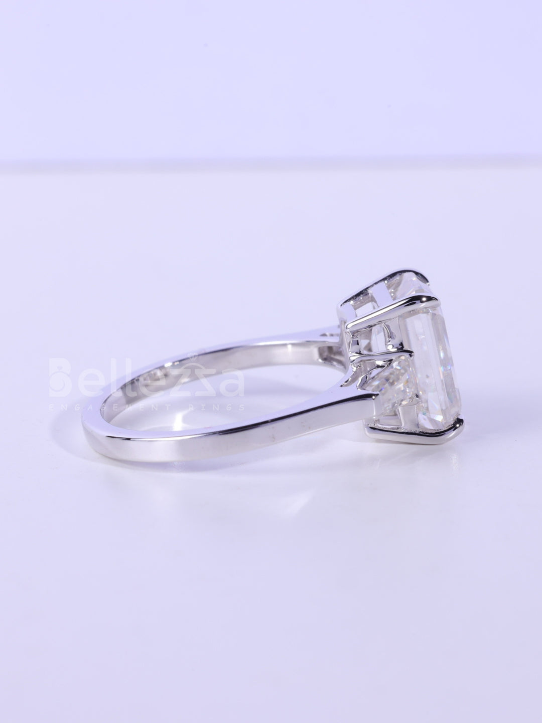 2.0CT-3.0CT Emerald Cut Three Stone Engagement Ring