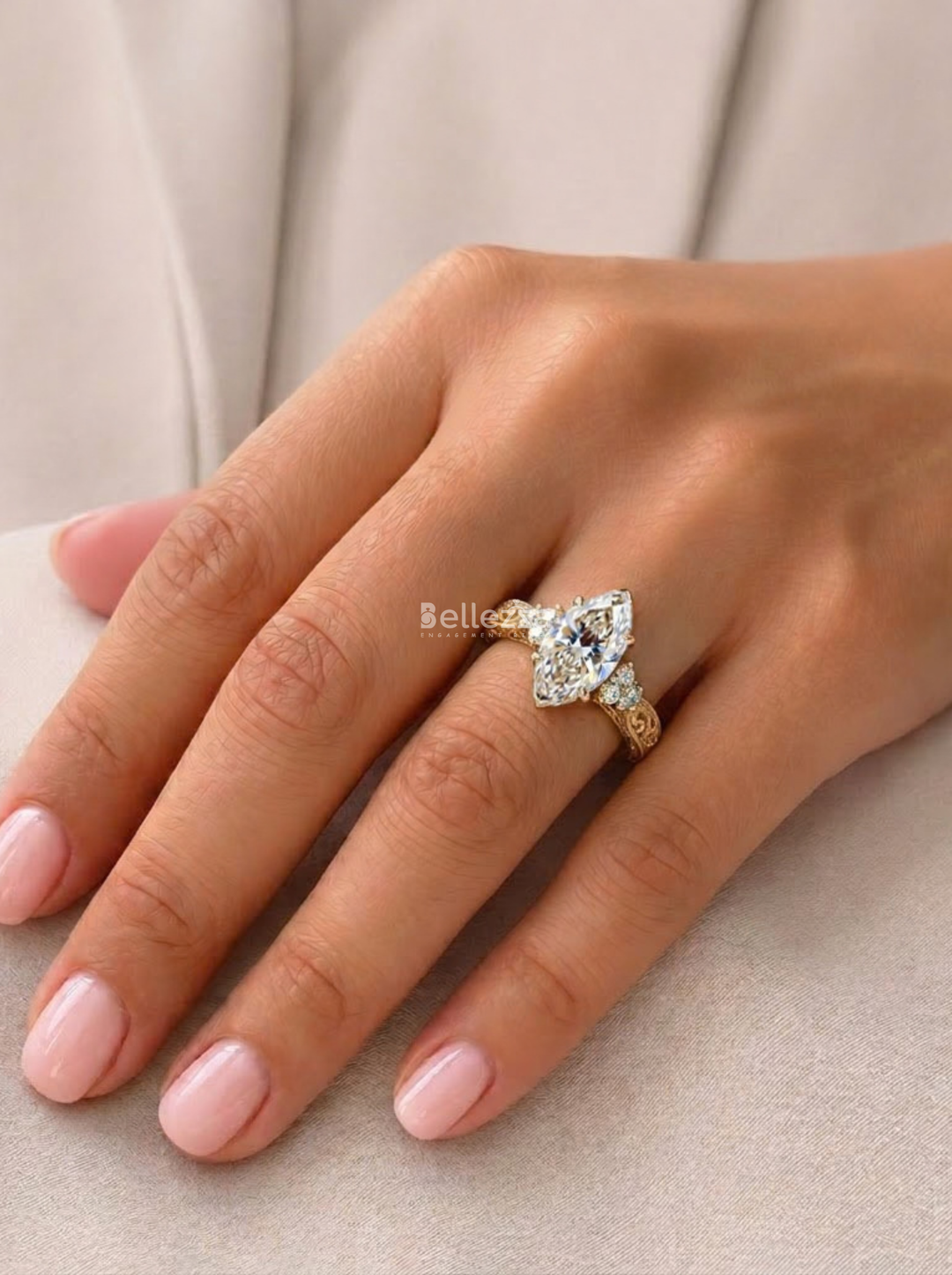 1.50CT Vintage Marquise Lab Grown Diamond Engagement Ring