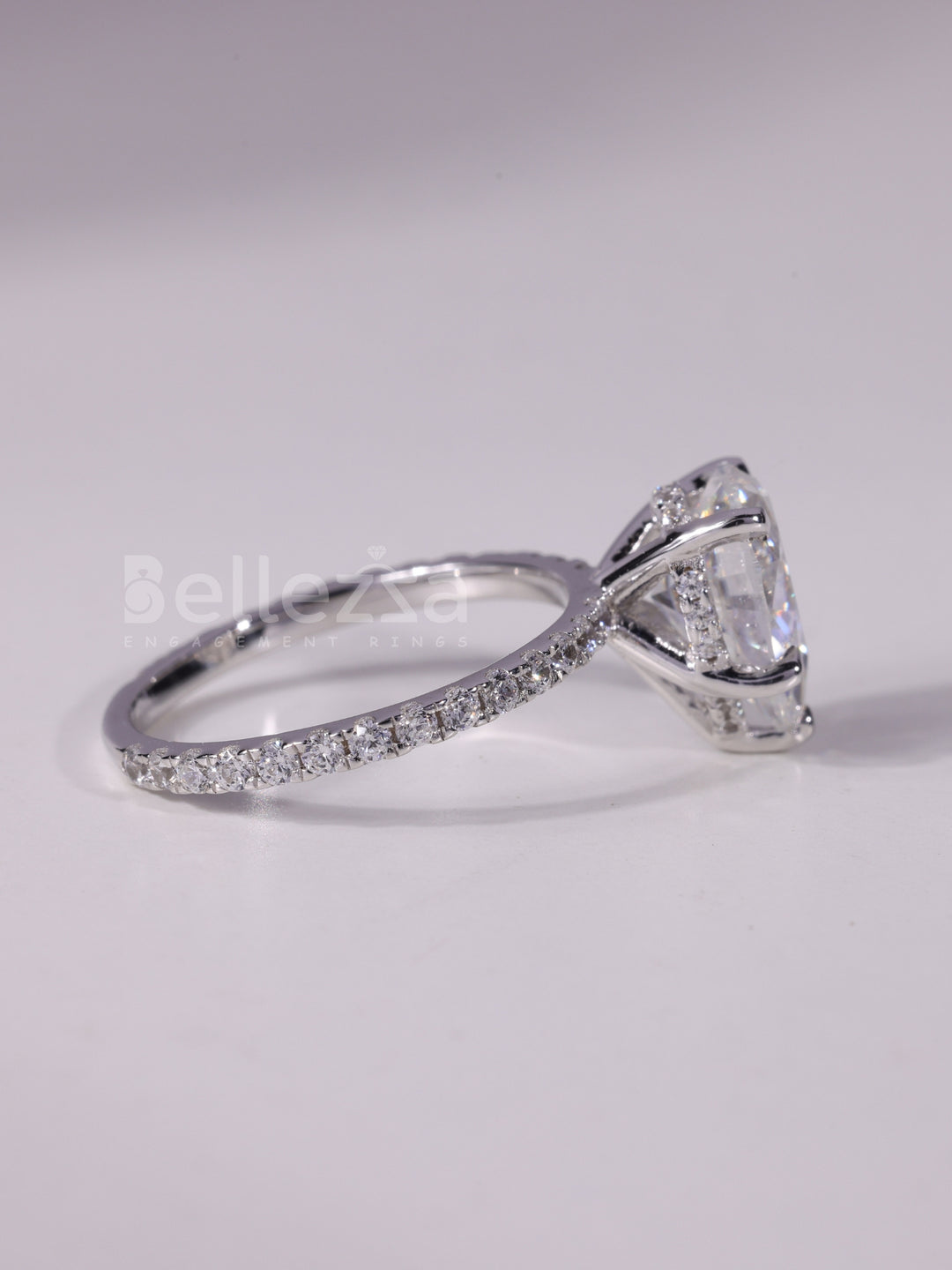 1.0CT-3.0CT Pear Cut Diamond Pave Setting Engagement Ring