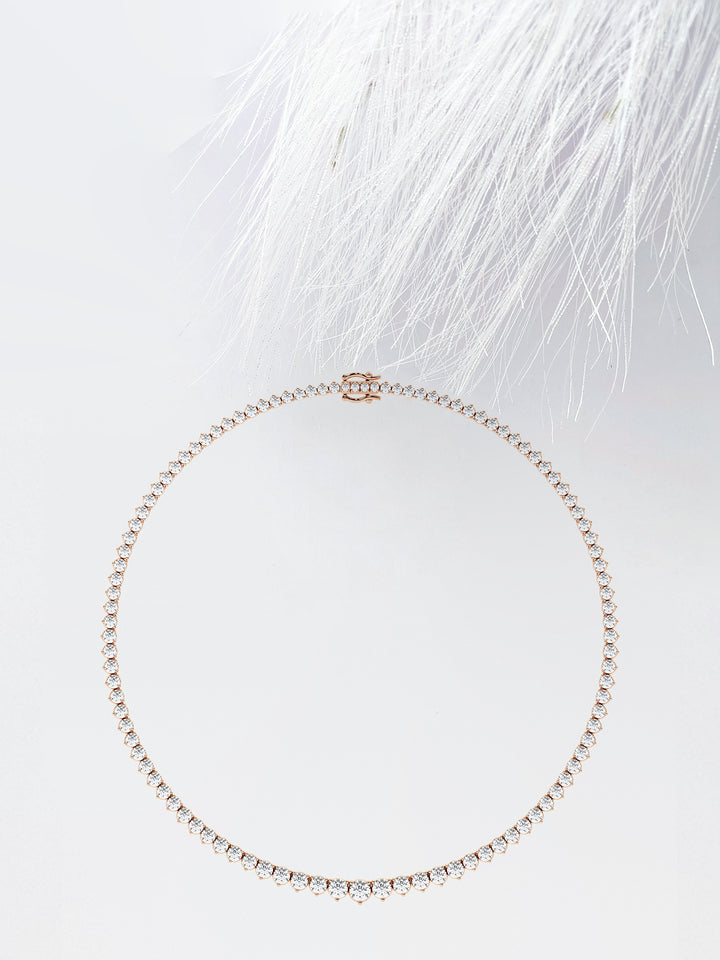 Round Cut Moissanite Riviera Diamond Tennis Necklace In White Gold