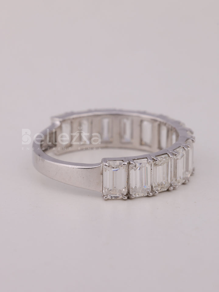 1.50TCW Emerald Cut Half Eternity Wedding Band For Her