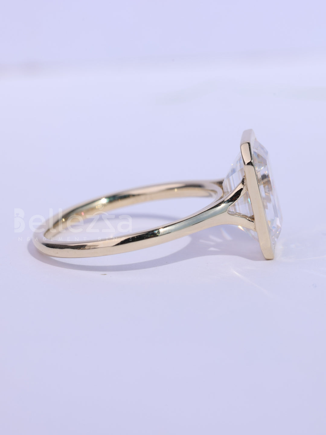 1.50CT Emerald Cut Bezel Setting Moissanite Engagement Ring