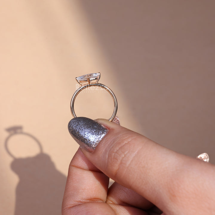 1.0CT East West Marquise Cut Solitaire Moissanite Engagement Ring - Ready to Ship