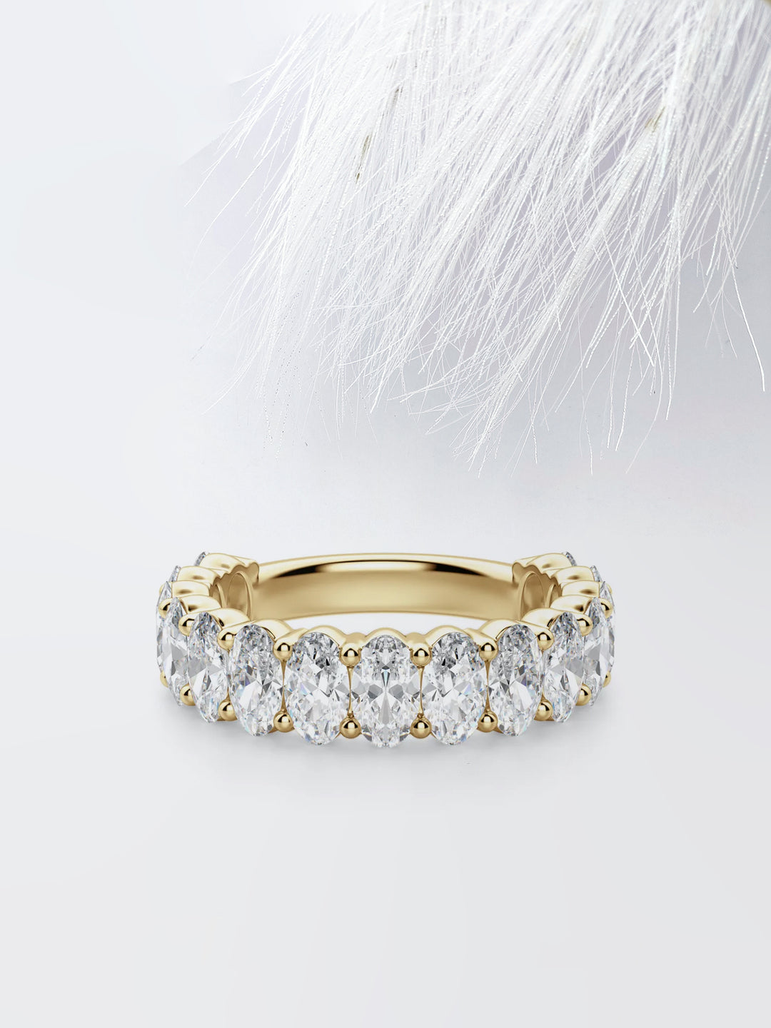 Oval Cut 3/4 Eternity Diamond Wedding Band For Her