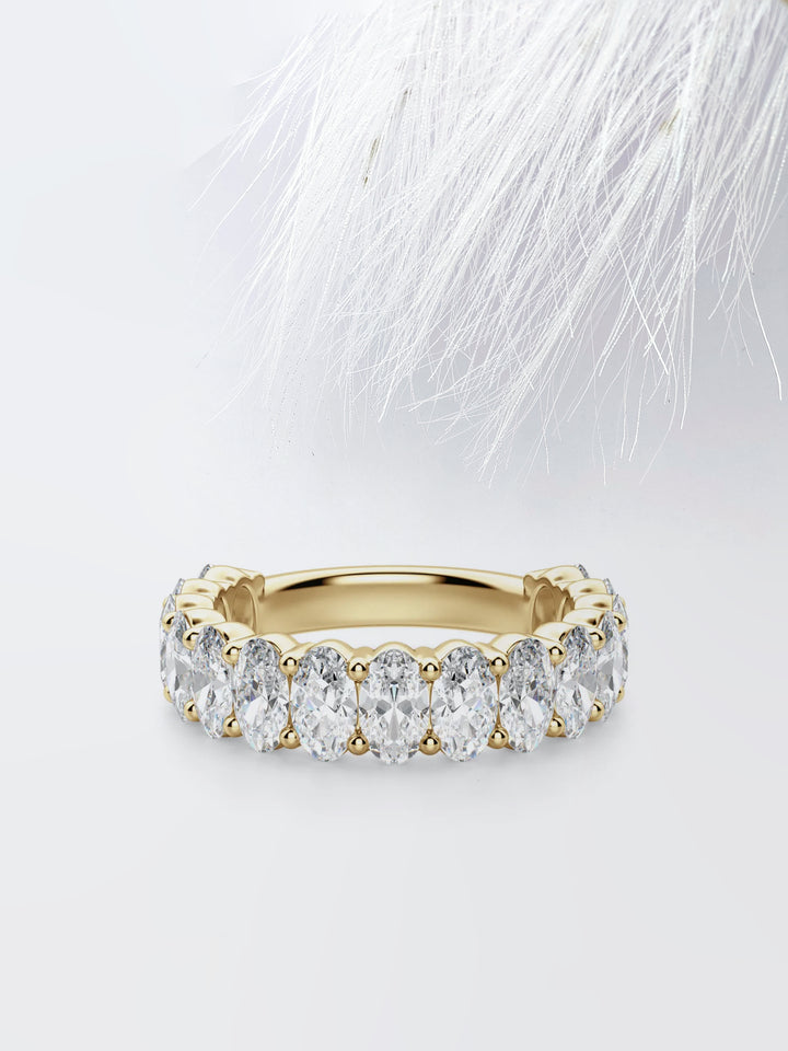 Oval Cut 3/4 Eternity Diamond Wedding Band For Her