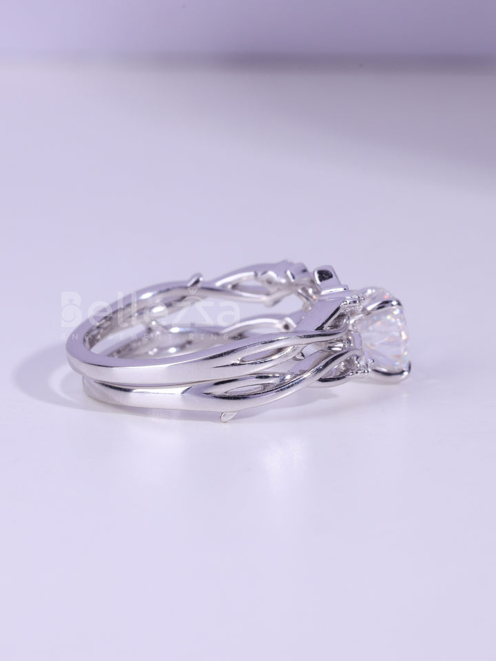 1.0CT Round Cut Diamond Nature Inspired Bridal Ring Set