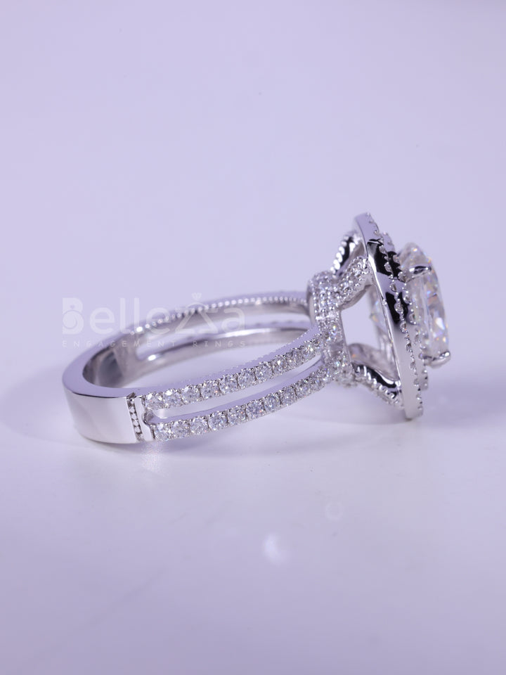 1.50CT Oval Cut Double Halo Moissanite Engagement Ring