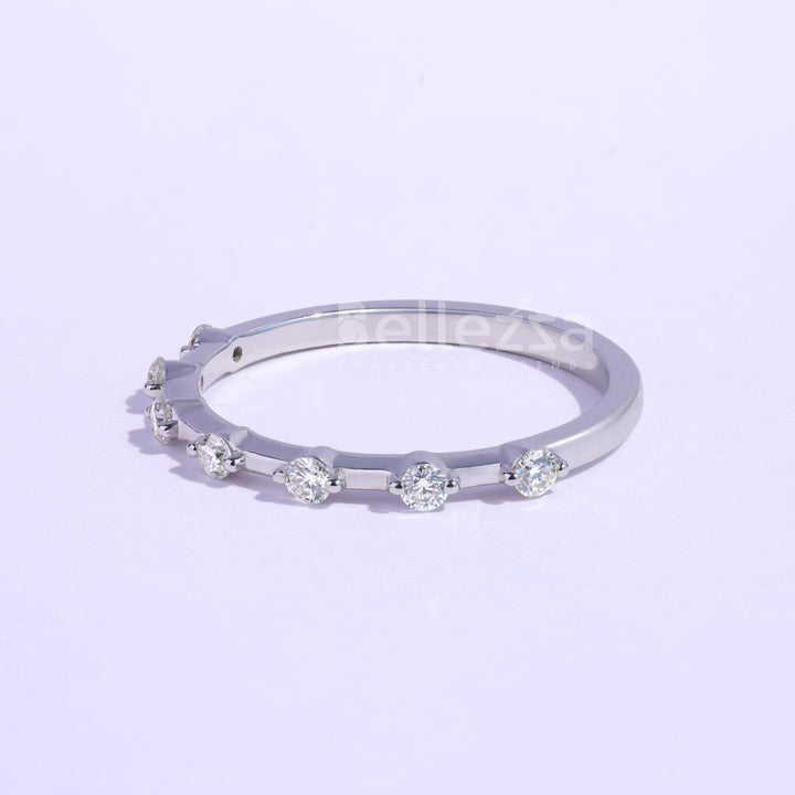 Round Cut Petite Pave Setting Moissanite Wedding Band - Ready To Ship