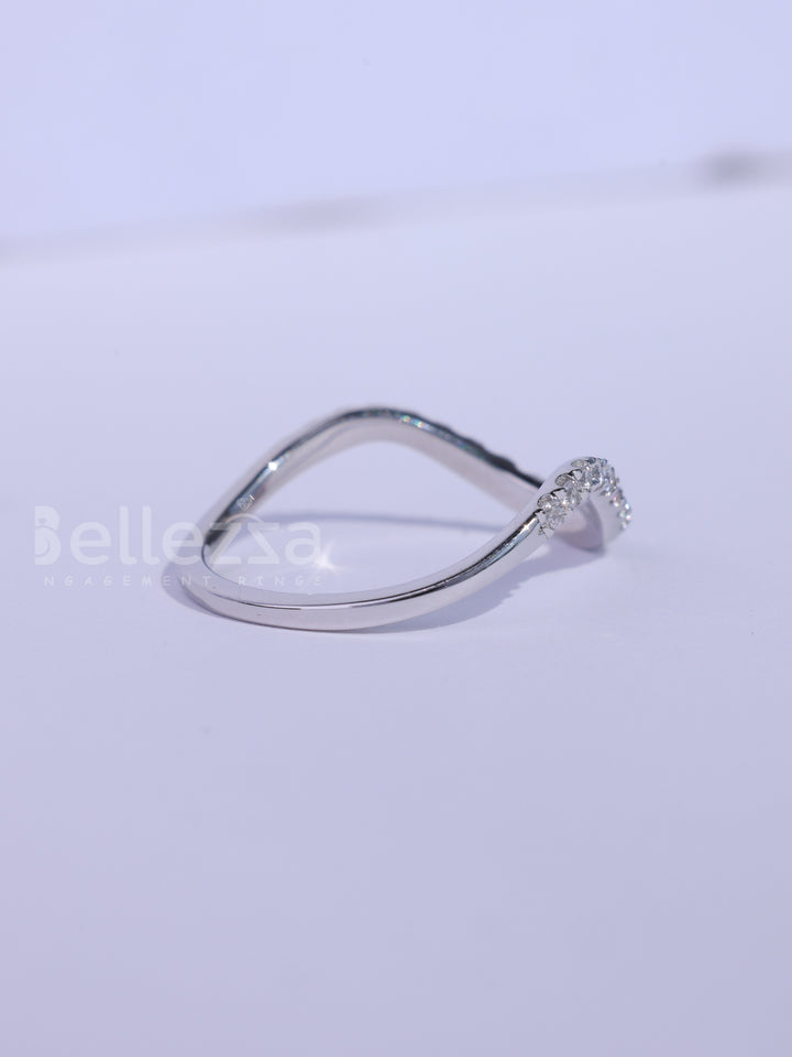 Round Cut Half Eternity Curved Moissanite Wedding Band