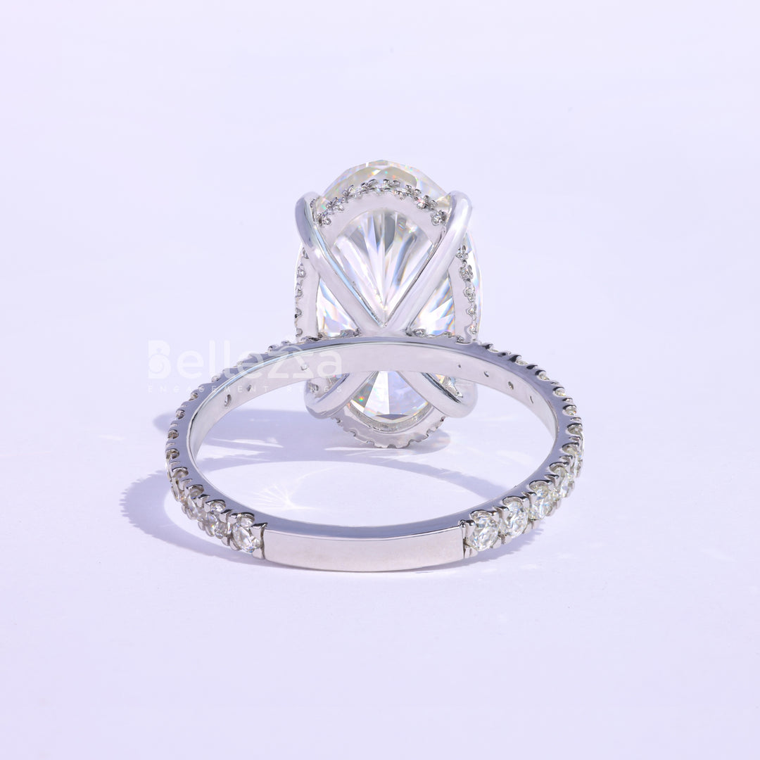 9.0CT Oval Cut Hidden Halo Moissanite Engagement Ring - Ready To Ship
