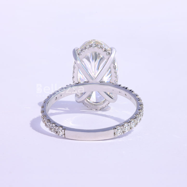 9.0CT Oval Cut Hidden Halo Moissanite Engagement Ring - Ready To Ship